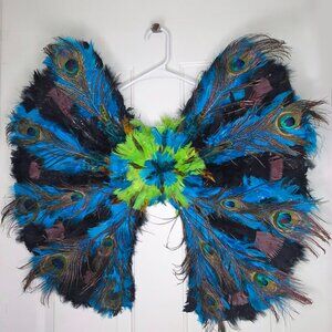 Real Peacock Feather Wings Halloween Costume Accessories